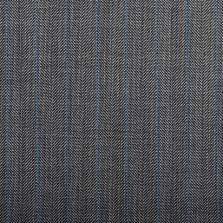 15069 Medium Grey Herringbone With Blue Stripe Quartz Super 100